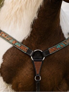 MYRA Western Tooled Leather Horse Breast Collar – NWT | Cob Size | Turquoise
